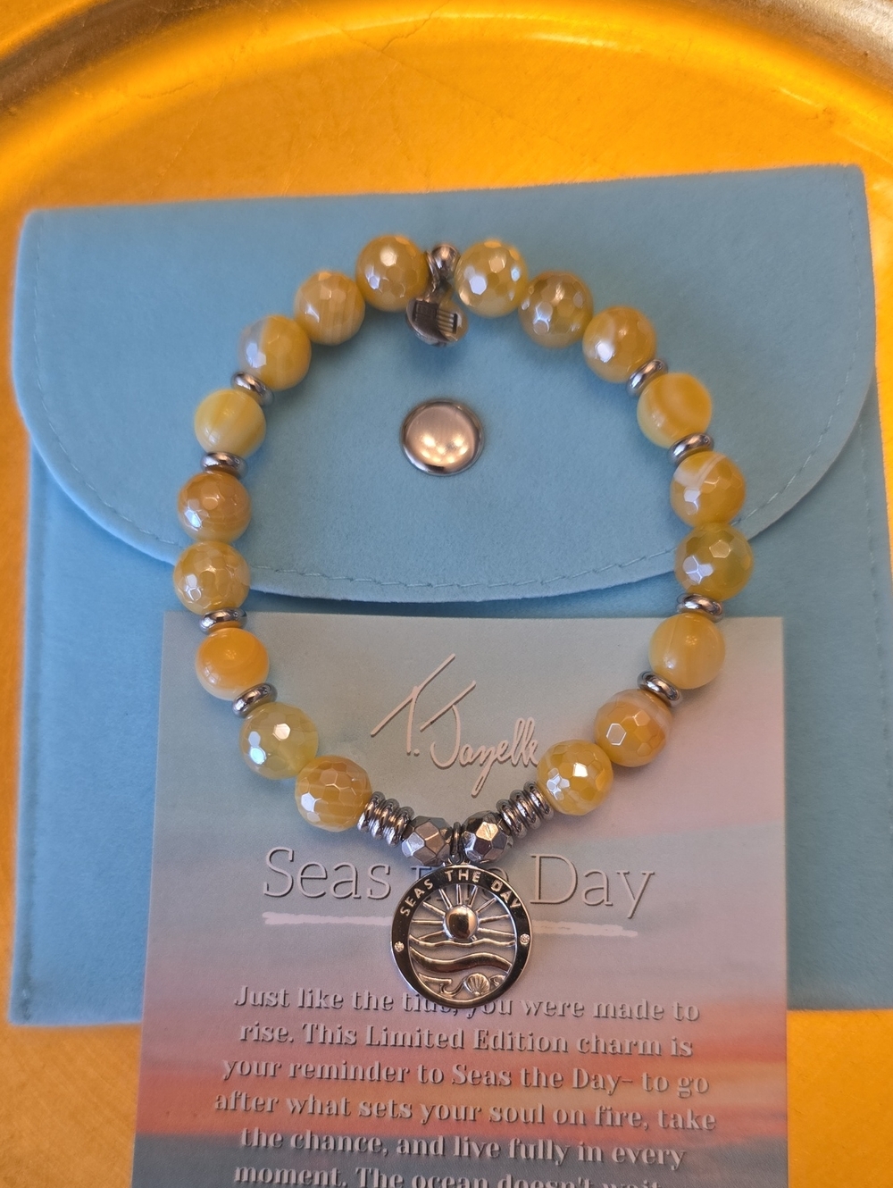 T Jazelle Yellow Agate Seas the Day 925 Silver Charm Limited Edition - Picture 2 of 4